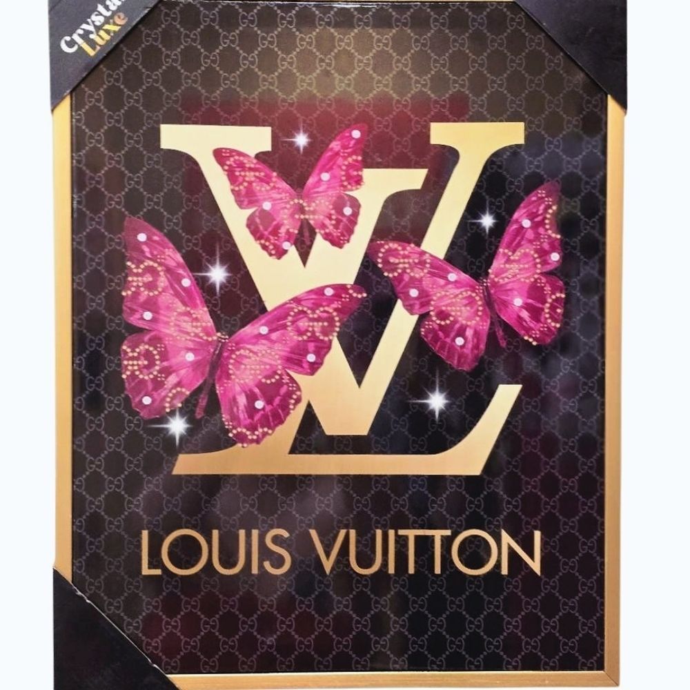 Crystal Luxe Louis Vuitton & Butterflies Framed Wall Decor